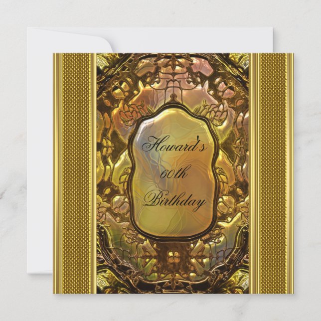 Invitation Metal Antique Gold Book Mens 60e Anniversaire Homm (Devant)