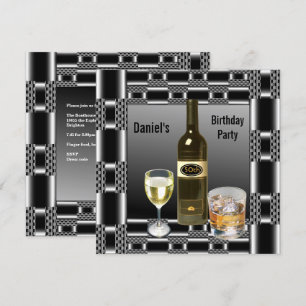 Invitation Métal Argent Mens 50e Anniversaire Boissons Homme