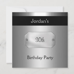 Invitation Metal Black Silver 30ème fête d'anniversaire 3