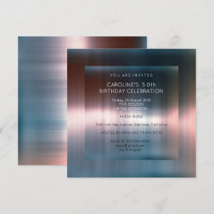 Invitation Métal bleu Brown argent fête d'anniversaire