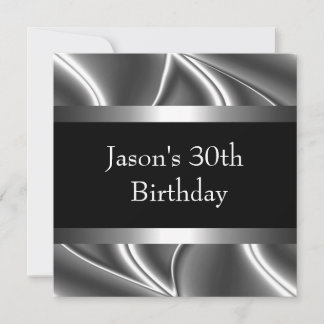 Invitation Metal Chrome Noir Style Argent Hommes 30th