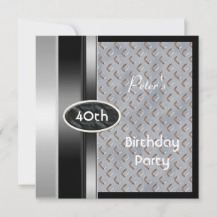 Invitation Métal Mens Argent 40e Anniversaire Bronze Homme