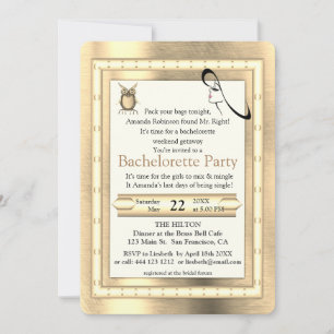 Invitation Métal Or, Argent - Bachelorette en laiton