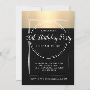 Invitation Metallic Platinum Gold 50e fête d'anniversaire