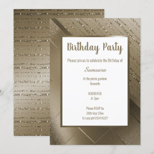 INVITATION MÉTALLIQUE BRONZE PARTIES SCINTILLANT MOTIF ANNIVE