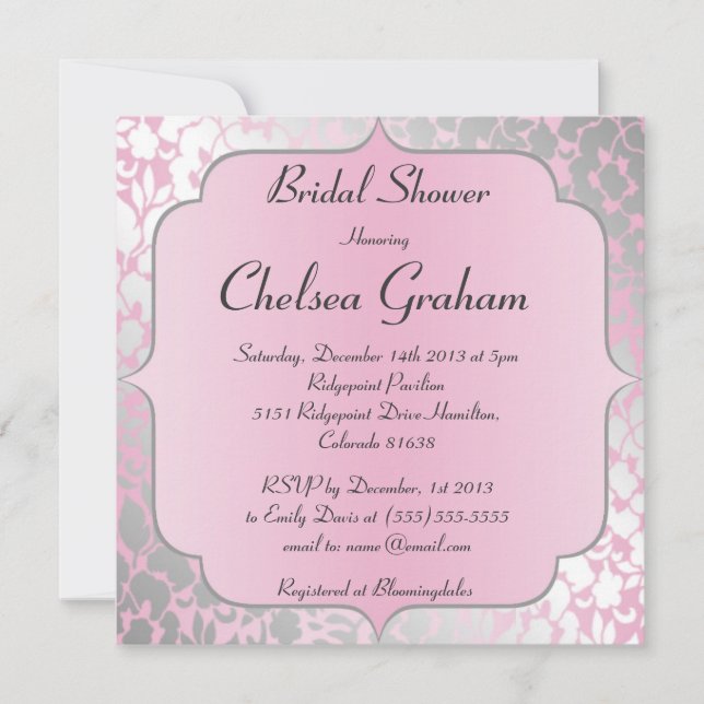 Invitation métallique de Fête de la mariée de (Devant)