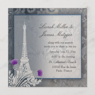 Invitation métallique dorée de la Tour Eiffel