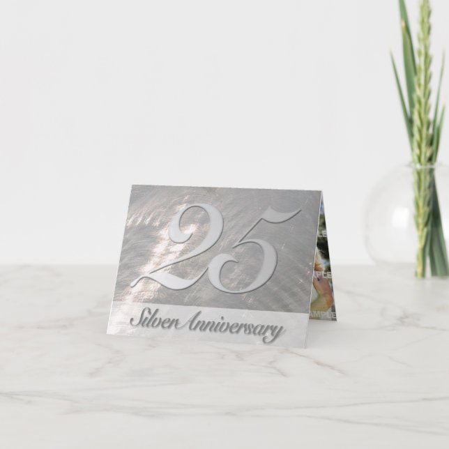 Invitation métallique Faux Argent (25e) Anniversai (Devant)