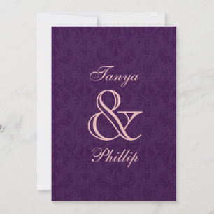 Invitation Métallure de Mariage damassé violet et rose
