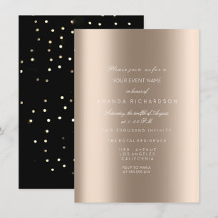 Invitation Métallurgique brillant Or Noir Confetti ivoire Bei