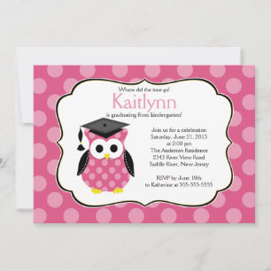 Invitation Mete Pois Grad Owl Girl Graduation