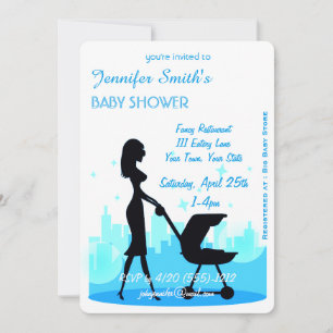 Invitation Metro City Boy Baby shower Blue