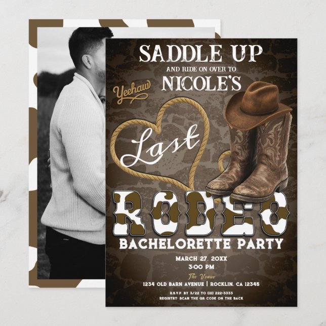 Invitation Mettez-vous en selle pour la dernière soirée Weste (Devant / Derrière)