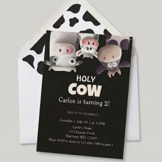Invitation Meuh je suis né deuxième anniversaire de vache de