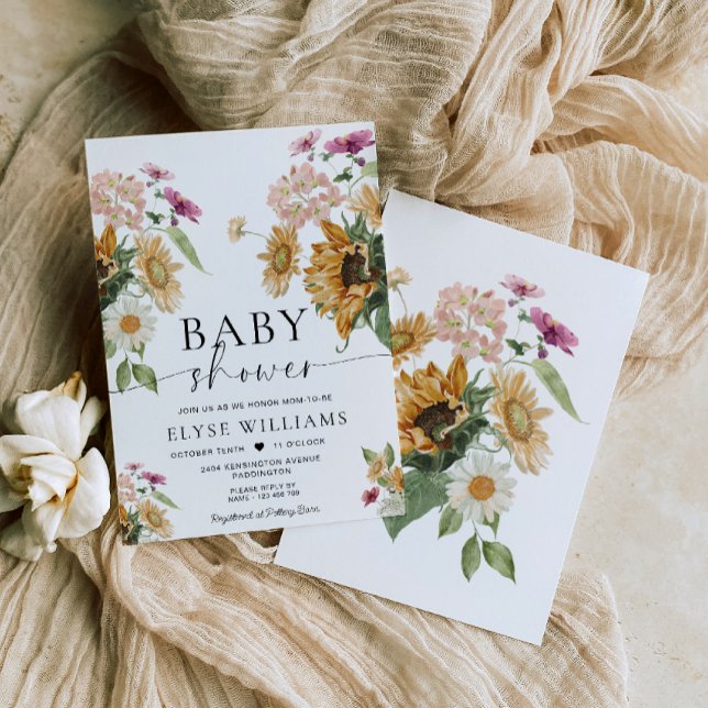 Invitation Mews Sunflower Automne Baby shower (Créateur téléchargé)