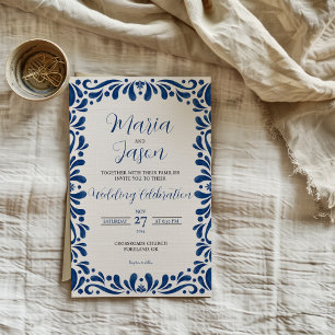 Invitation Mexicain bleu Floral classique esthétique Boda Mar