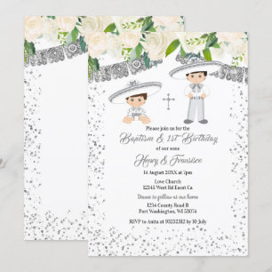 Invitation Mexicain Silver Charro Boys Baptême et Anniversair