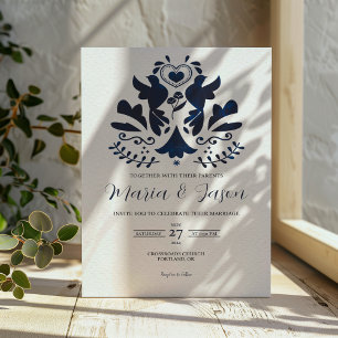 Invitation Mexicaine Bleu Moderne Minimaliste Élégant Mariage