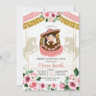 Invitation Mexicaine Charra Rose Rose 3e anniversaire Western