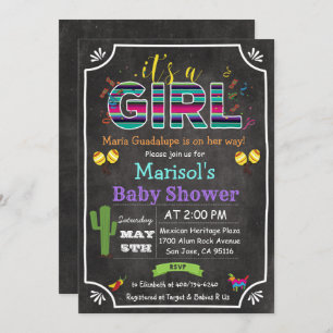 Invitation mexicaine de baby shower de fille de