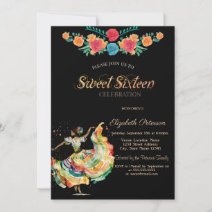 Invitation Mexicaine Fleurs de Fiesta Senorita Sweet 16