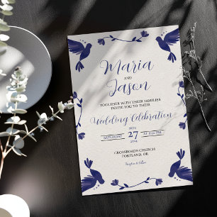 Invitation Mexicaine Indigo Purple Minimaliste Mariage élégan