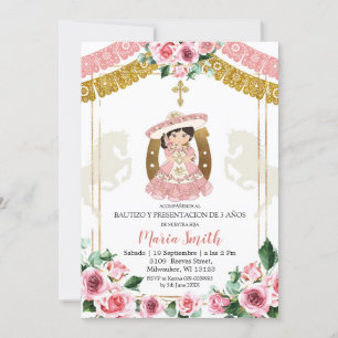 Invitation Mexicaine Rose Charra Baptême et troisième anniver