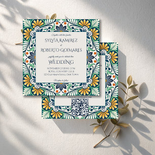Invitation Mexicaine Talavera Azulejo mariage élégant avec RS