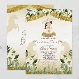 Invitation Mexicaine Troisième anniversaire Floral Blanc