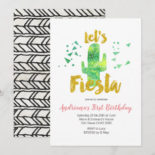 Invitation mexicaine verte de cactus de fiesta