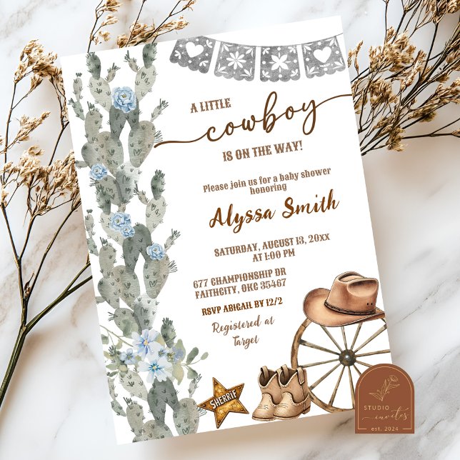 Invitation Mexican Cowboy is on the way Baby Shower (Créateur téléchargé)
