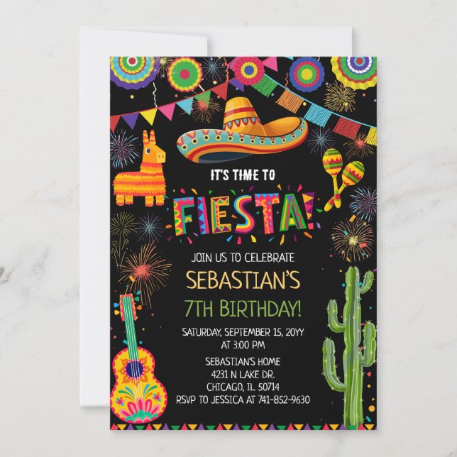 Invitation Mexican Fiesta Birthday Party (Devant)
