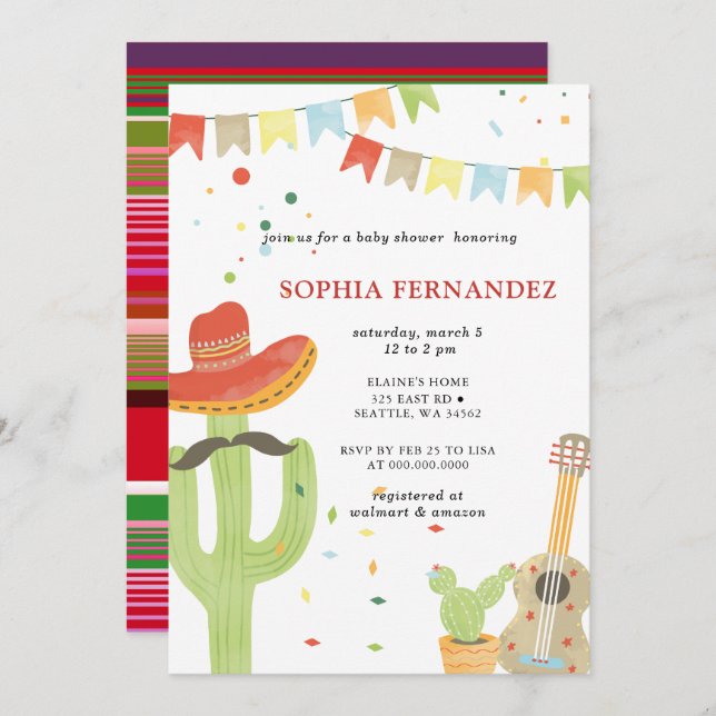 Invitation Mexican Fiesta Gender Neutral Baby Shower (Devant / Derrière)