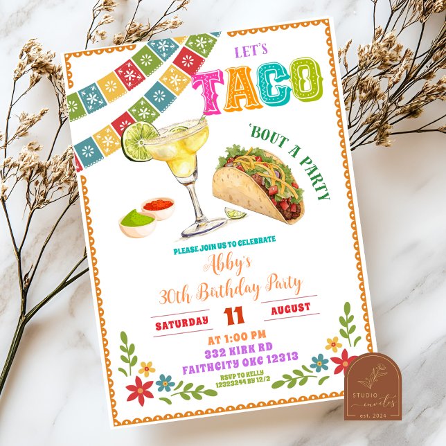 Invitation Mexican Fiesta Taco à propos d'une fête d'annivers (Créateur téléchargé)