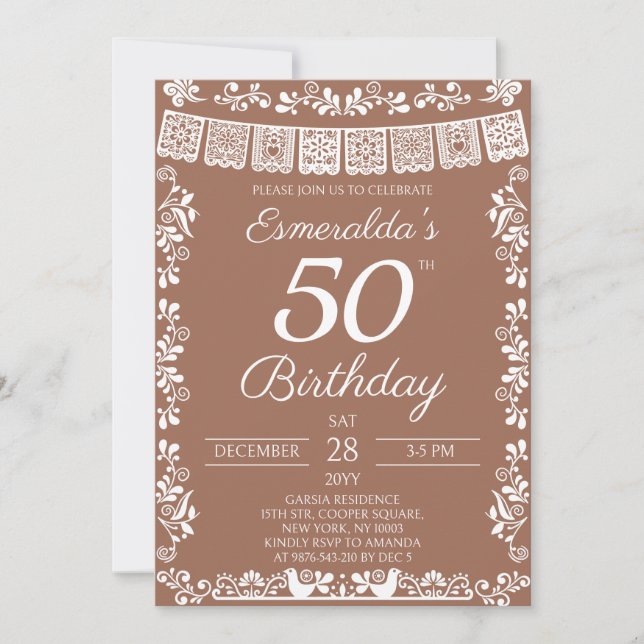 Invitation Mexican Fiesta Terracotta 50th Birthday (Devant)