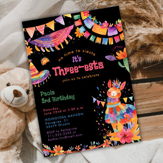Invitation Mexican Three-Esta Fiesta Kids 3rd Birthday 