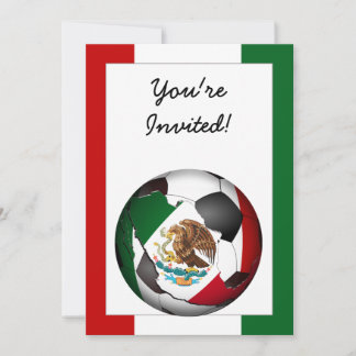 Invitation Mexique balle de football avec drapeau couleurs Ar