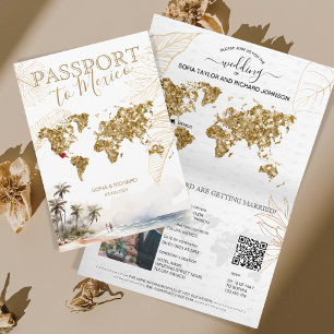 Invitation Mexique Beach Destination Mariage Passeport QR cod