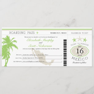 Invitation Mexique Boarding Pass Destination Wedding