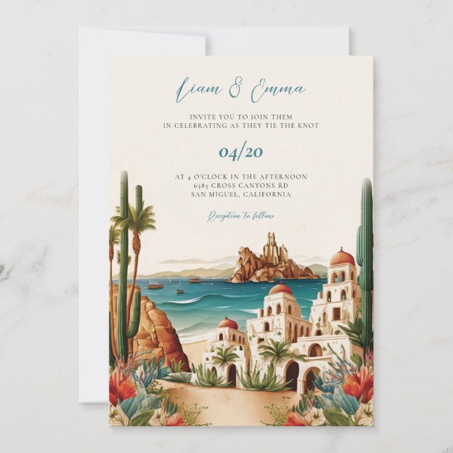 Invitation Mexique Cabo San Lucas Destination mariage (Devant)