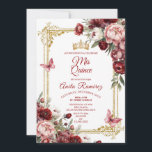 Invitation Mexique Élégant Roses Rouges Papillon Quinceañera<br><div class="desc">Mexique Élégant Papillon Quinceañera Roses rouges Invitation Mis Quince Anos,  15e anniversaire, </div>