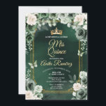 Invitation Mexique Emerald Green & Ivory White Quinceañera<br><div class="desc">Mexique Emerald Green & Ivory White Quinceañera Invitation Mis Quince Anos,  15e anniversaire, </div>