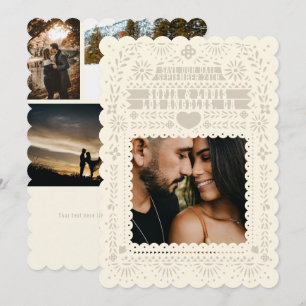 Invitation Mexique Fantail Doves Papel Picado Collage