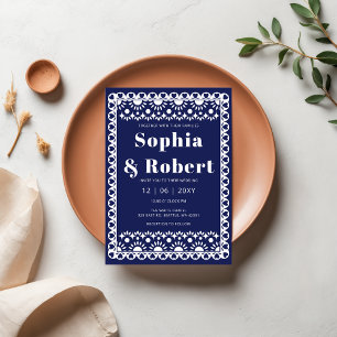 Invitation Mexique Fiesta Marine Papel Picado Boho Mariage