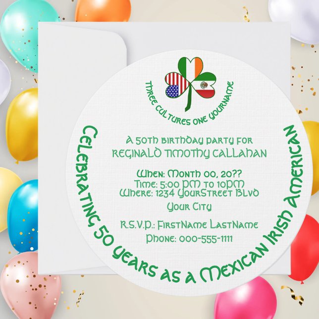 Invitation Mexique Irlande États-Unis Drapeau Shamrock (Créateur téléchargé)
