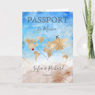Invitation Mexique Mariage Destination Passport World Heart I