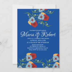 Invitation Mexique Mariage Thème Vin Vin Floral Bleu