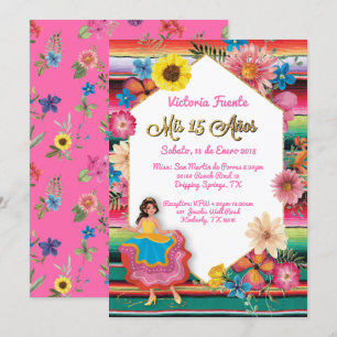 Invitation Mexique Mis 15 Anos Party Parties scintillant or I