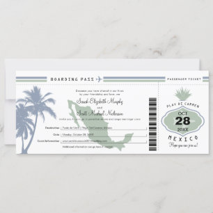 Invitation Mexique Palm Tree Agave Boarding Pass Mariage