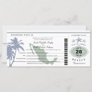 Invitation Mexique Palm Tree Starfish Passe Mariage dans